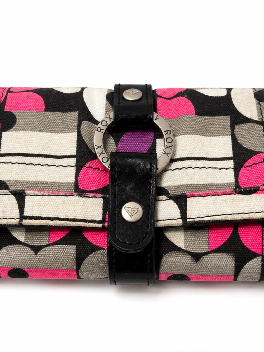 Roxy Pink, Purple and Gray Graphic Print Wallet Clutch